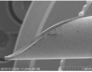 SEM image of femtosecond laser cutting needle